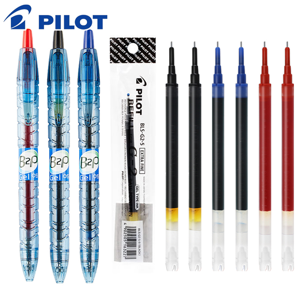 Pilot Pen G2 - 1 + 6 เติมนักบินญี่ปุ่นเจลปากกา B2P นักเรียนสีดําสีฟ้าสีแดง