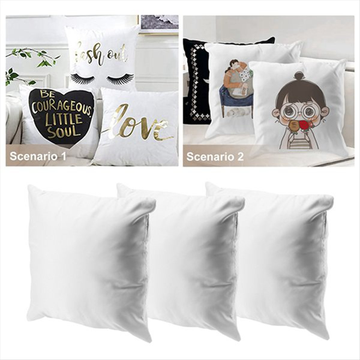 Pillow Cover Sublimation - ปลอกหมอนเปล่าสำหรับงานซับลิเมชัน N14R จำนวน 8 ชิ้น ขนาด