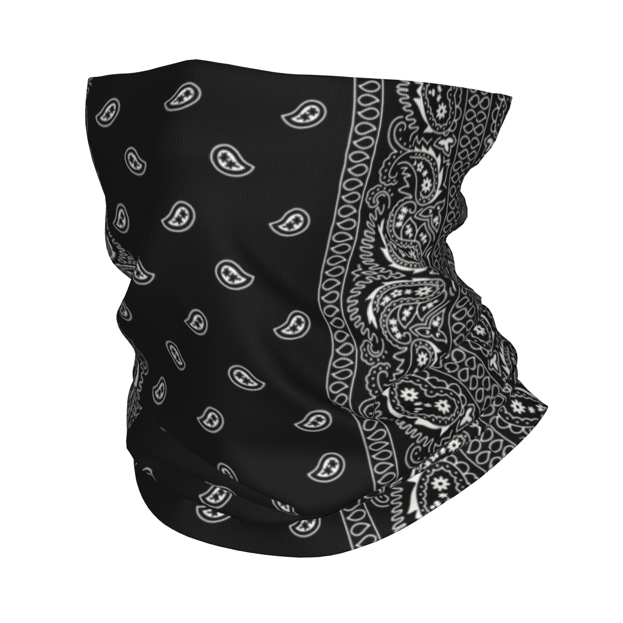 Bandana Blank White - CUSTOM สีดําและสีขาว Paisley Chicano ผ้าพันคอสไตล์คอ Gaiter