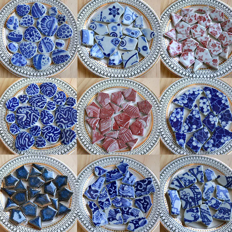 Ceramic Tile Blank - 100g รูปไข่เซรามิคโมเสคกระเบื้องหลายสีโมเสคชิ้น DIY โมเสคทําหินสําหรับหัตถกรรมงานอดิเรกศิลปะ Home Wall