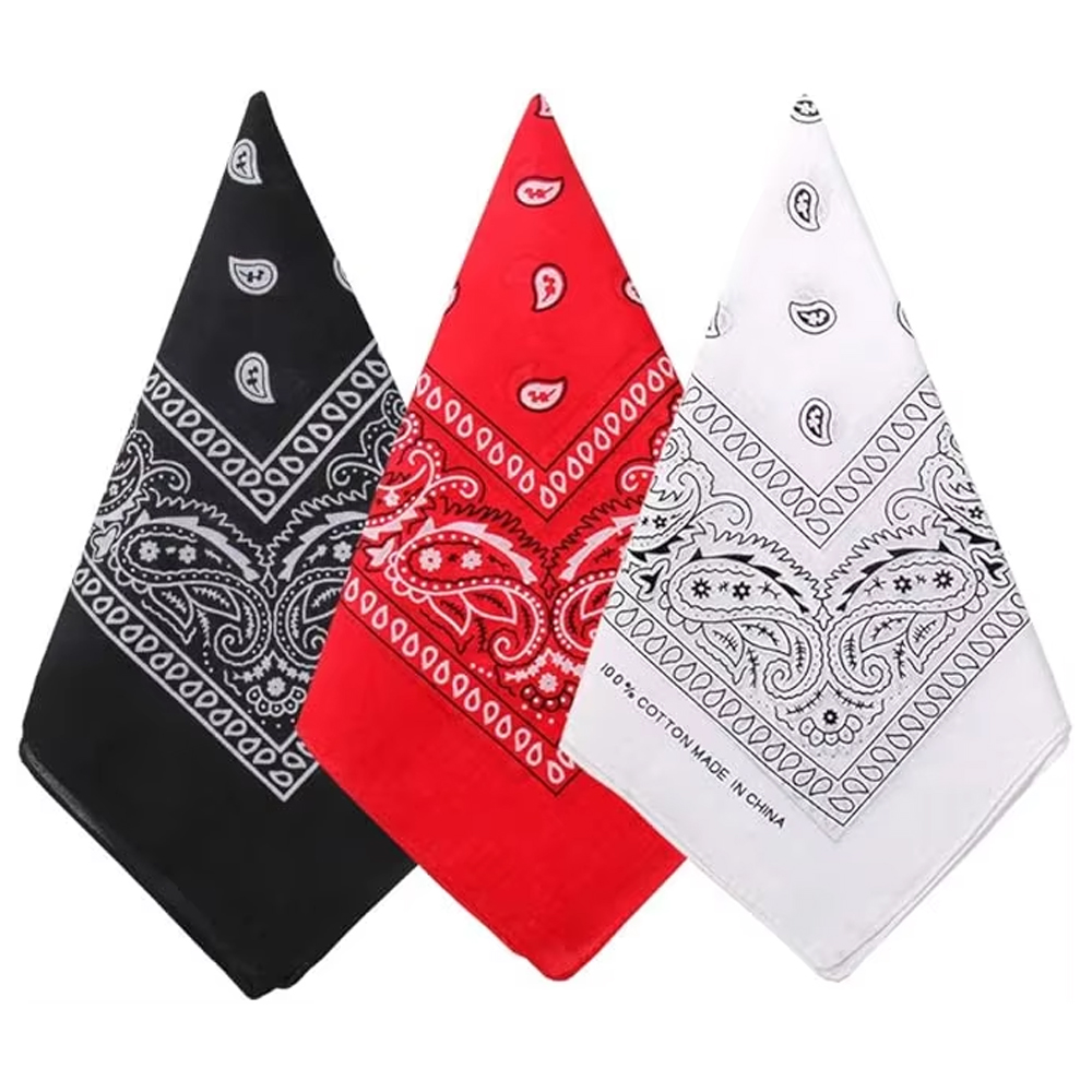 Bandana Blank White - Hip Hop คาวบอย Paisley ผ้าพันคอขนาดใหญ่ผ้าพันคอผ้าพันคอผ้าพันคอผู้ชายผู้หญิง 55x55