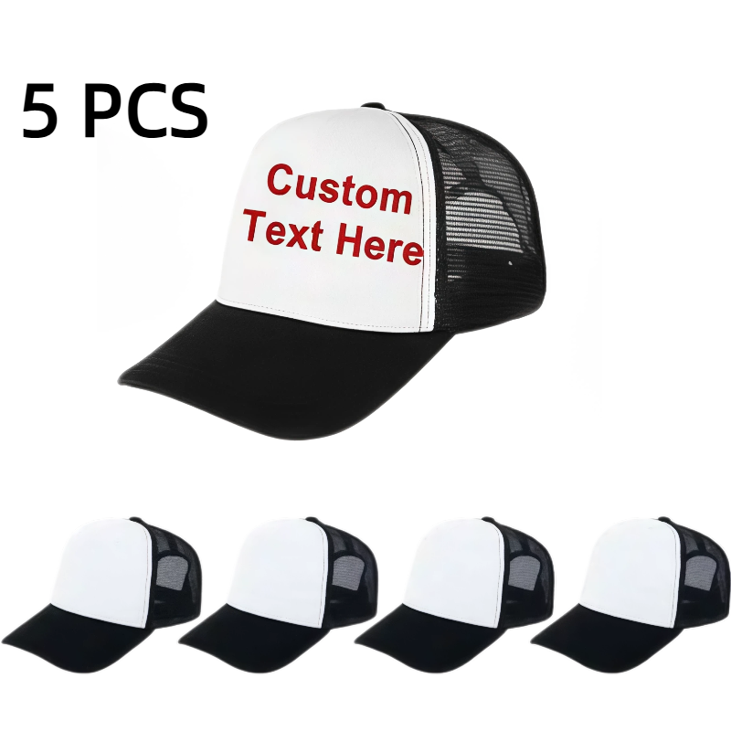 Hat Sublimation Blank - หมวกแก๊ปตาข่ายแบบ sublimation สำหรับทำเอง 5 ชิ้น หมวกเบสบอลตาข่ายโพลีเอสเตอร์สำหรับผู้ชายและผู้หญิง