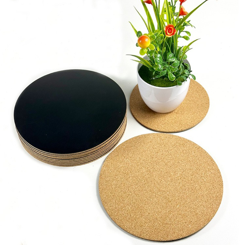 Coaster Sublimation Blank - แผ่นรองแก้วกันลื่น 2/4 ชิ้น/ชุด สำหรับครัว ทำจากไม้ก๊อกและพลาสติก PP