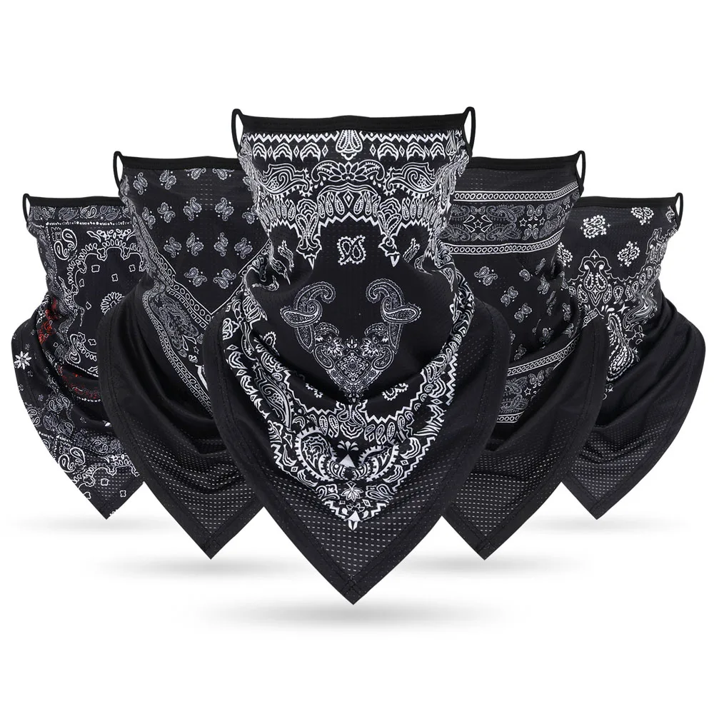 Bandana Blank White - ผ้าพันหูอเนกประสงค์สีดำหน้ากากสีขาวระบายอากาศได้ผ้าพันคอปั่นจักรยาน