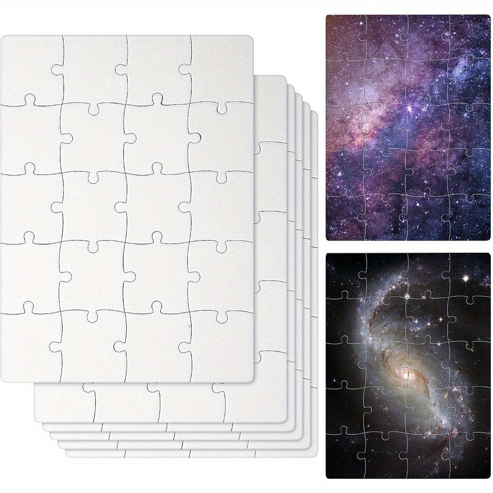 Puzzle Blank White - ปริศนาเปล่าระเหิด 6 ชิ้น - ชิ้นจิ๊กซอว์สีขาวขนาด A5