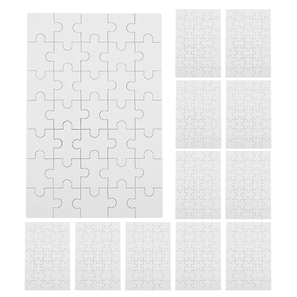Puzzle Blank White - ชิ้นส่วนจิ๊กซอว์เปล่าสำหรับงานซับลิเมชัน 12 ชิ้น สีขาว สำหรับงานประดิษฐ์ DIY