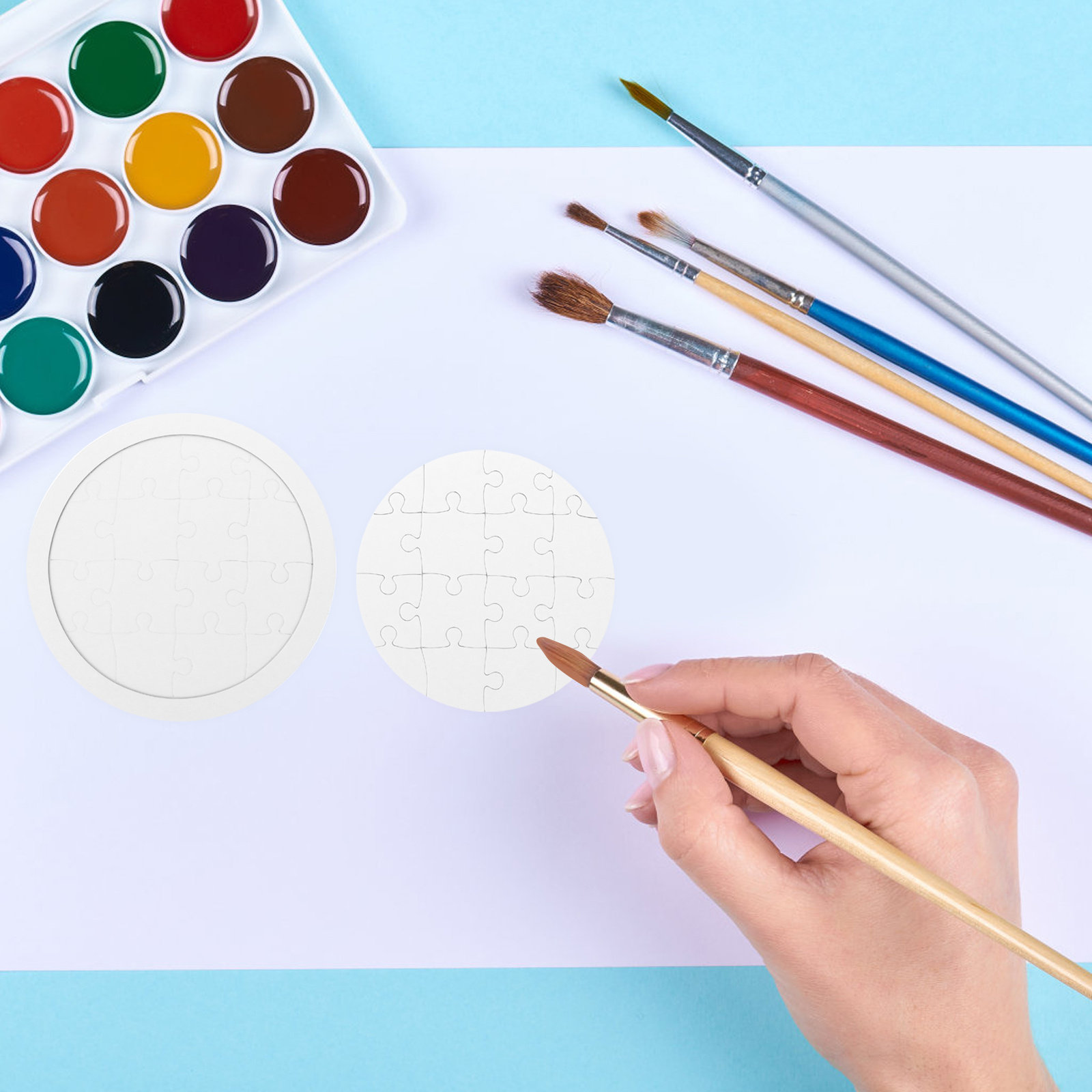 Puzzle Blank White - ชุดจิ๊กซอว์ 4 ชุดสำหรับเด็ก จิ๊กซอว์สีขาวสำหรับระบายสี เหมาะสำหรับเด็กเล็กและเด็กโต