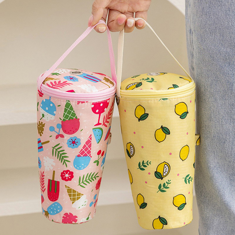 Tote Bag Sublimation - กระเป๋าใส่ชา sữaแบบพกพาใหม่ กระเป๋าเก็บความร้อน กระเป๋าถือรักษ์โลก พร้อมฝาปิดแก้วเก็บอุณหภูมิ อุปกรณ์เสริมสำหรับแก้วน้ำ