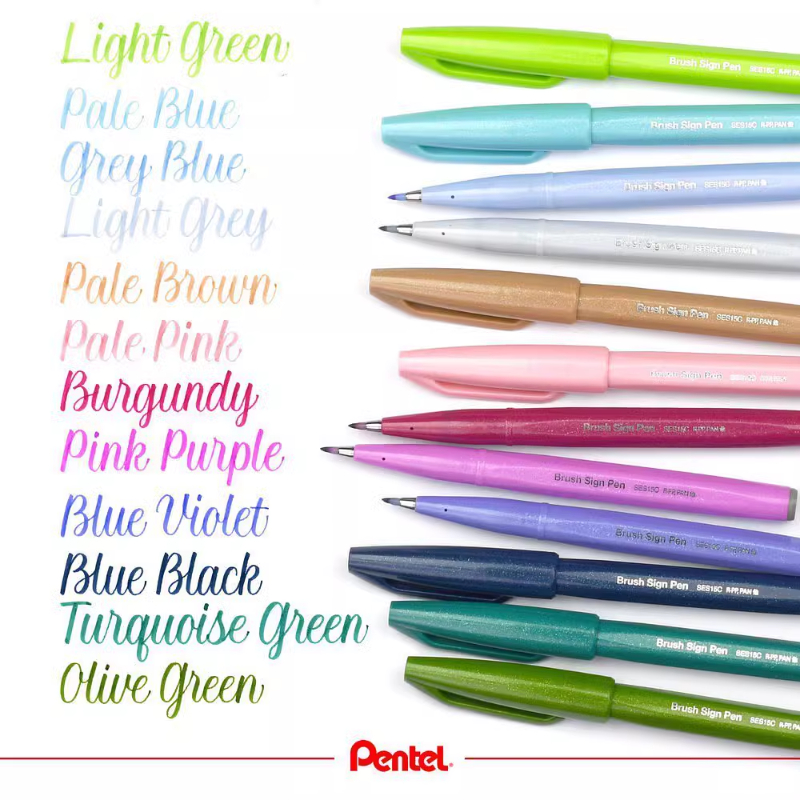 Pentel Pen Sign Pen - 1PC Pentel Fude แปรง Touch ปากกา