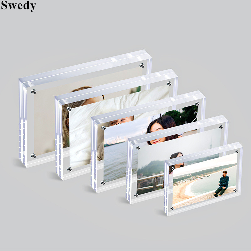 Photo Acrylic Block - 20 มม.หนาแม่เหล็กผู้ถือป้ายอะคริลิคขาตั้งเมนูกระดาษป้ายราคาการ์ดงานแต่งงานเด็กกรอบรูปบล็อก