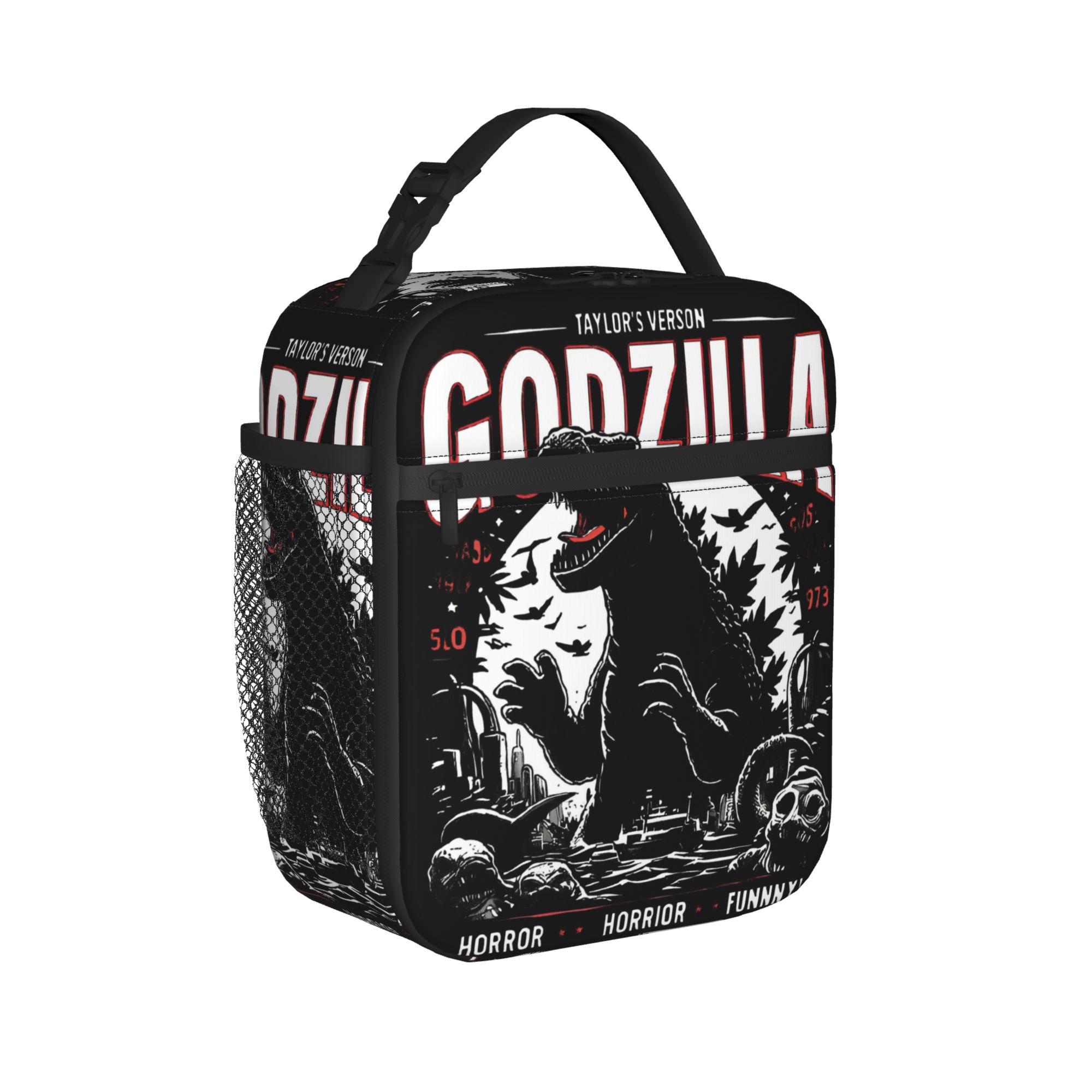Tote Bag Sublimation - กระเป๋าใส่อาหารกลางวันลายก็อดซิลล่า อะนิเมะ กระเป๋าเก็บความร้อนแบบใช้ซ้ำได้ กล่องใส่อาหารกันรั่วซึม กระเป๋าใส่อาหารกลางวันสำหรับผู้ชาย ผู้หญิง