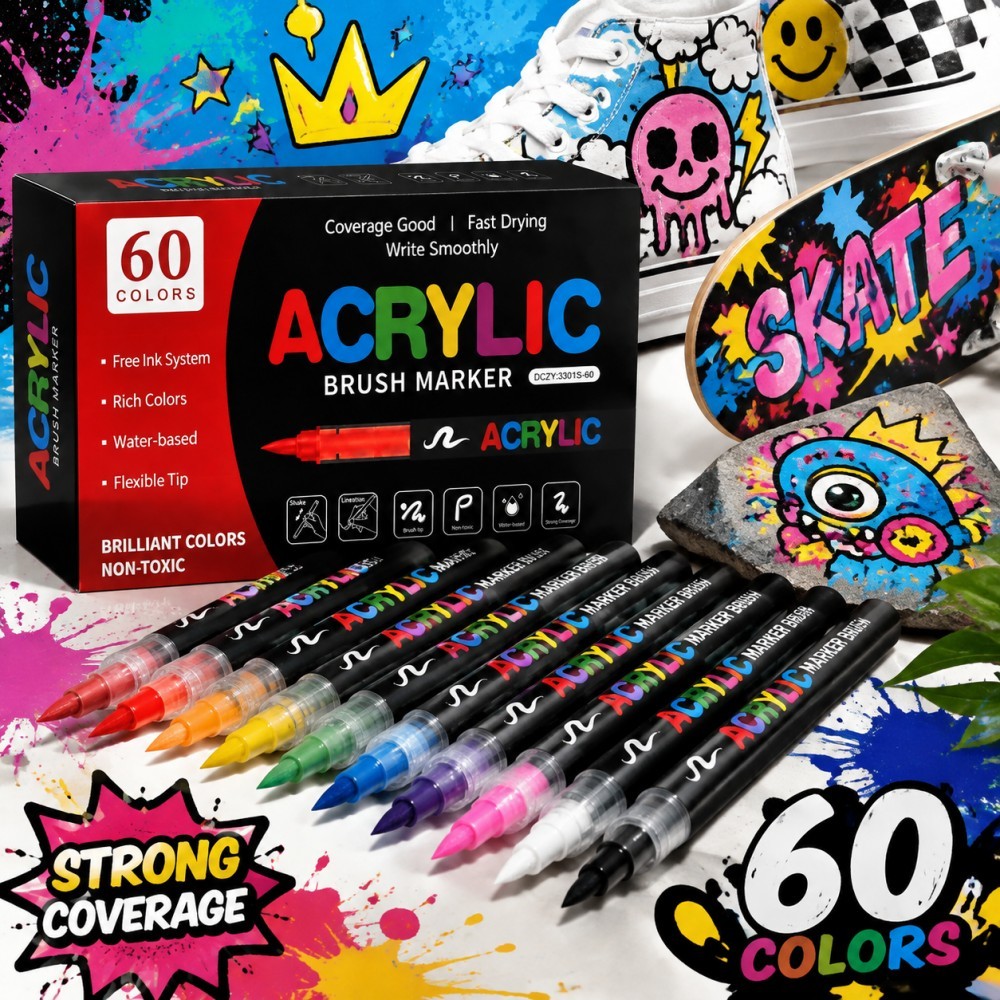 Copic Marker Classic - 12/24/36/48/60สีสีอะคริลิคปากกาMarkersแปรงสีMarkerสำหรับRockไม้หินเซรามิคบอลลูนแก้วของขวัญDIYหัตถกรรม