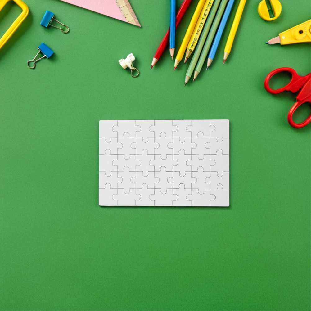 Puzzle Blank White - จิ๊กซอว์ไม้สีขาวสำหรับงานซับลิเมชัน 12 ชิ้น สำหรับงานฝีมือ DIY งานโอนลาย