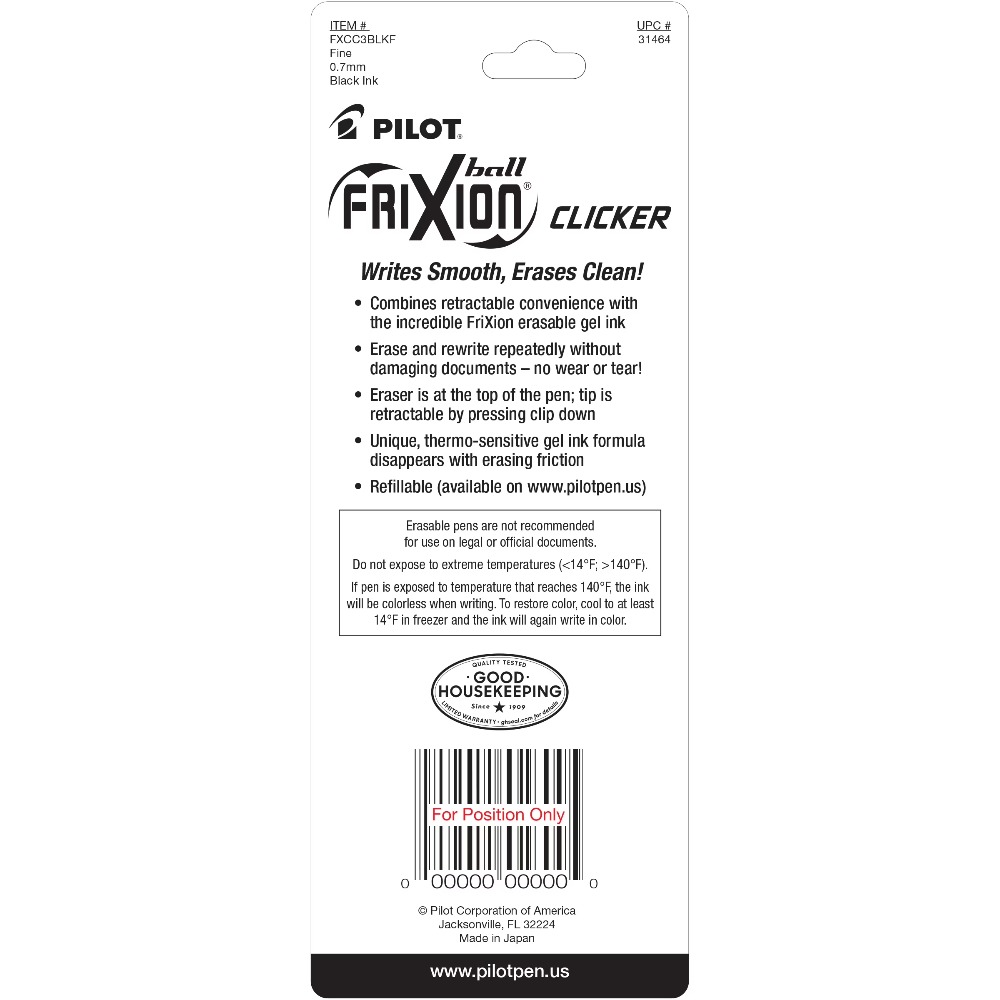 ปากกาเจล Pilot Frixion Clicker - Pilot Pen Frixion บทวิจารณ์และราคา