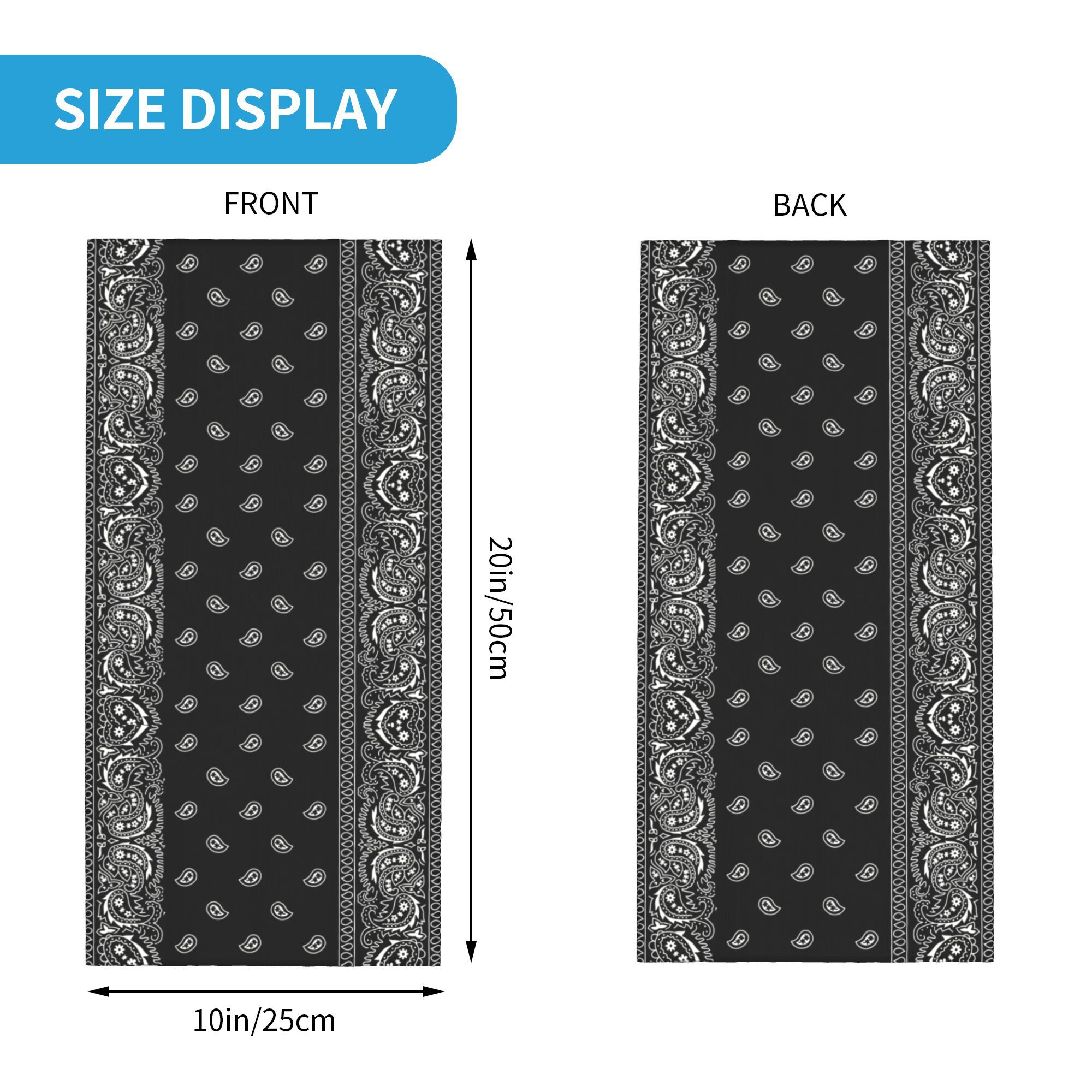 CUSTOM สีดําและสีขาว Paisley C - Bandana Blank White บทวิจารณ์และราคา