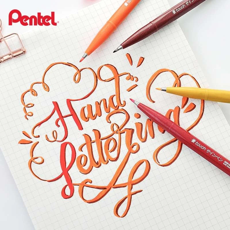 ปากกาพู่กันเพนเทลแบบสัมผัสสไตล - Pentel Pen Sign Pen บทวิจารณ์และราคา