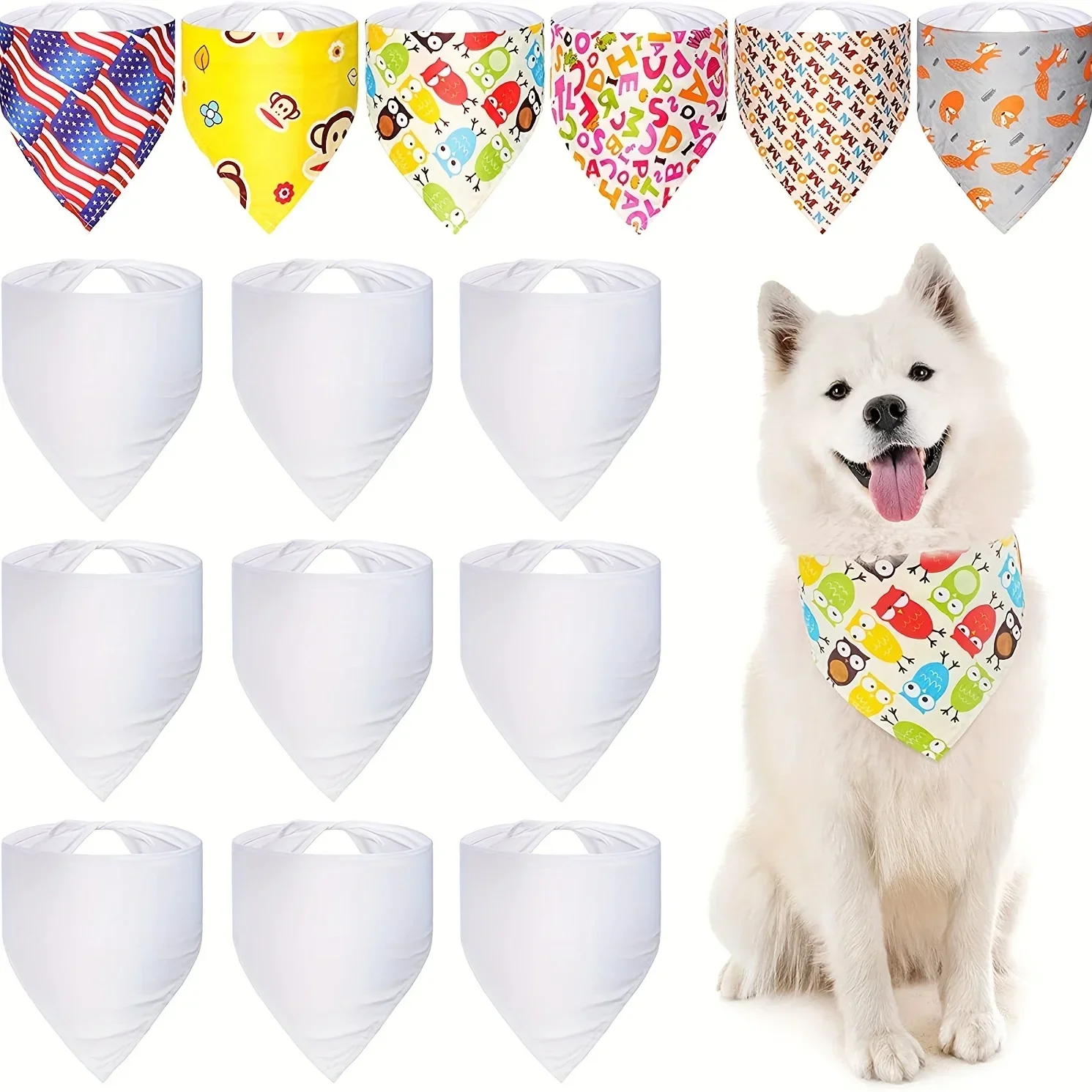 ผ้าพันคอสุนัขสีขาวโพลีเอสเตอร์ - Bandana Blank White บทวิจารณ์และราคา