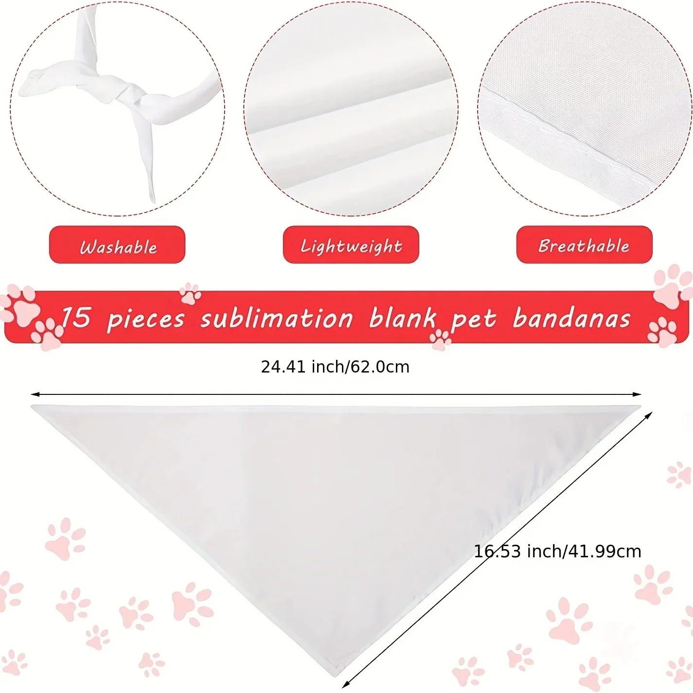 ผ้าพันคอสุนัขสีขาวโพลีเอสเตอร์ - Bandana Blank White บทวิจารณ์และราคา