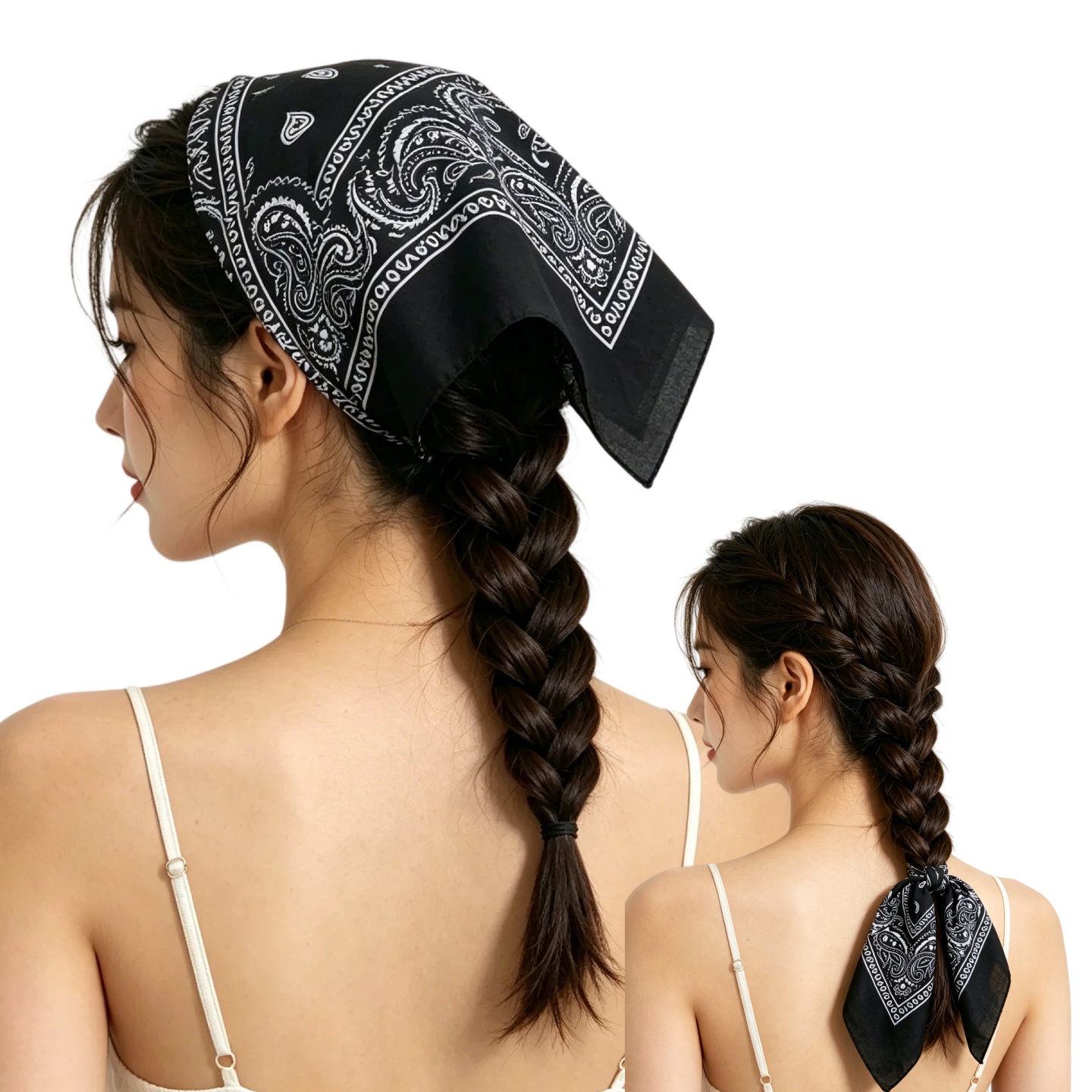 1/2/4/10 ชิ้นฮิปฮอปคาวบอยเพสลี - Bandana Blank White บทวิจารณ์และราคา