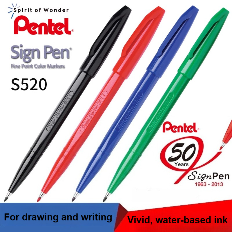 ปากกา Pentel S520 หัวแหลม 0.7  - Pentel Pen Sign Pen บทวิจารณ์และราคา