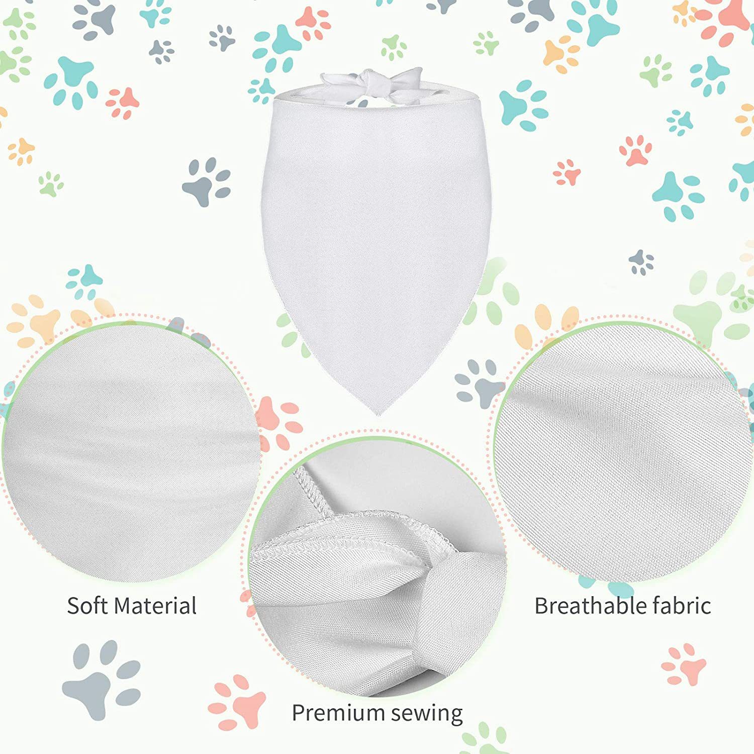 ผ้าพันคอสุนัขแบบสามเหลี่ยมสำหร - Bandana Blank White บทวิจารณ์และราคา