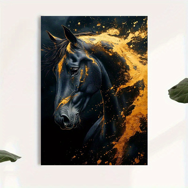 1 ชิ้นศิลปะผ้าใบม้าสีดำที่หรูห - Canvas Wrap Ready บทวิจารณ์และราคา