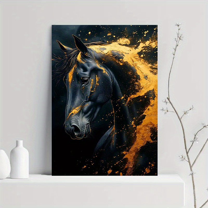 1 ชิ้นศิลปะผ้าใบม้าสีดำที่หรูห - Canvas Wrap Ready บทวิจารณ์และราคา
